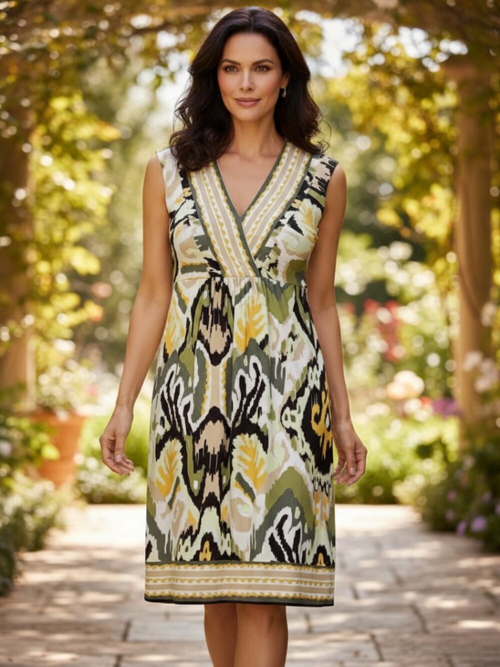 Soho Apparel 8 Women's Dress Yellow Green V‎ Neck Stretch Sleeveless Dopamine